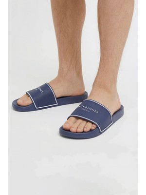 Jack & Jones Erkek Jfwartıllery Logo Detaylı Havuz ve Plaj Terliği 12292042 Lacivert