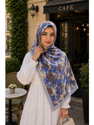 İmaj Butik Gri Desenli Pamuklu Şal