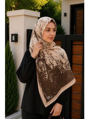 İmaj Butik Bej Desenli Pamuklu Şal