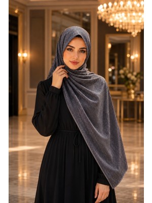 İmaj Butik Koyu Gri Kristal Levidor Abiye Şal