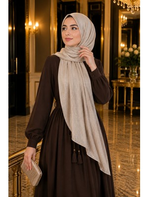 İmaj Butik Açık Bej Kristal Abiye Şal