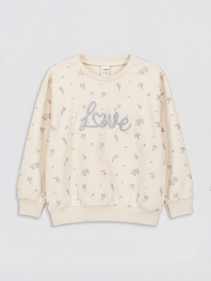 Lc Waikiki Yeni Sezon Bisiklet Yaka Çiçekli Kız Çocuk Sweatshirt
