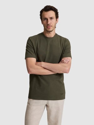 Cacharel Erkek Haki Regular Fit Pamuk Karışımlı Bisiklet Yaka T-Shirt 50328348-VR027
