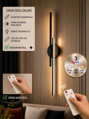 Laaysa LED Aplik Dekor 3 Renk Işık Kumandalı 100CM Toplam Uzunluk