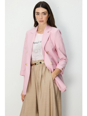 Ekol Kadın Kapak Cepli Duble Kol Ceket 1068 Pembe