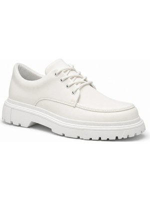 Beskar Beyaz Cilt Erkek Ayakkabı - Kolay Temizlenen Minimalist Rahat Günlük Sneaker Kb X6
