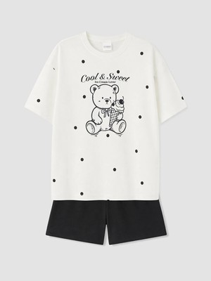 Lc Waikiki Yeni Sezon Baskılı Kız Çocuk Şortlu Pijama Takım
