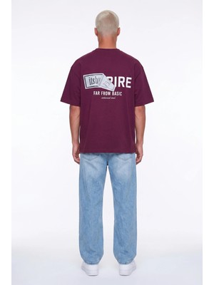 Erkek Respire x Itsbyzey Baskılı Oversize T-Shirt Vişne