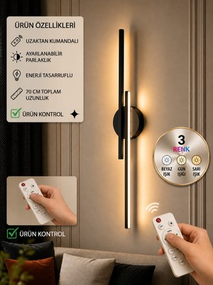 Laaysa LED Aplik Dekor 3 Renk Işık Kumandalı 70CM Toplam Uzunluk