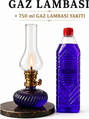ByKurt Cam Gaz Lambası 750 ml Gaz Lambası Yakıtı Hediyeli Nostaljik Aydınlatma