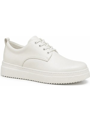 Beskar Beyaz Cilt Erkek Ayakkabı - Kolay Temizlenen Minimalist Rahat Günlük Sneaker Kb X16