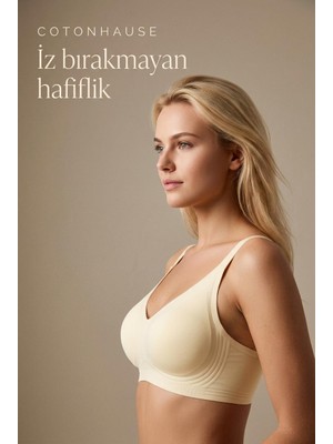 Cotonhause Lazer Kesim Dikişsiz Ten Hayalet Sütyen Düz V Yaka Balensiz Pedli Görünmez Toplayıcı Bralet C1T0N7O633