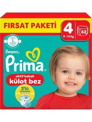 Prima Külot Bebek Bezi 4 Beden 62 Adet Maxi Fırsat Paketi