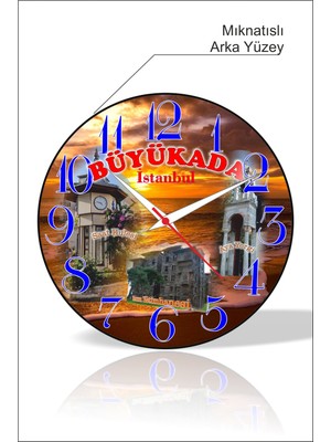 M3 Decorium Magnetli İstanbul Büyükada Günbatımı Ayayorgi Rum Yetimhanesi Manzaralı Buzdolabı Saati Dolap Üstü Mini Mıknatıslı Dekoratif Saat