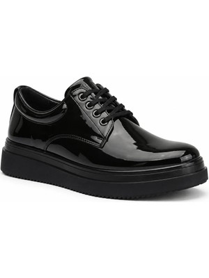 Beskar Kömür Rugan Erkek Ayakkabı - Parlak Premium Smart Casual Rahat Günlük Sneaker Kb X16