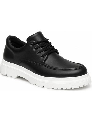 Beskar Siyah Beyaz Tabanlı Erkek Ayakkabı - Kolay Temizlenen Cilt Smart Casual Günlük Sneaker Kb X6