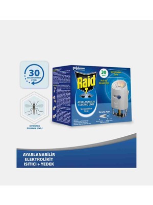 Raid Ayarlanabilir Eloktrolikit 21 ml Sivrisineklere Karşı 30 Gece Etkili Hızlı ve Güvenli Koruma