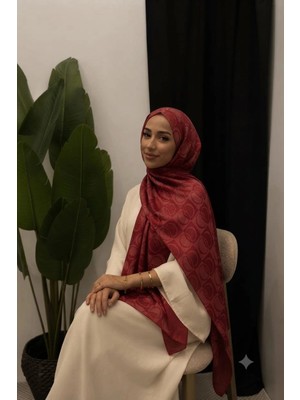 Aminenesil Halka Desen Şal Kırmızı Renk