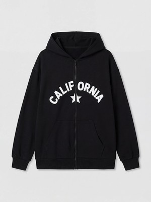 Lc Waikiki Yeni Sezon California Baskılı Kız Çocuk Kalın Fermuarlı Sweatshirt
