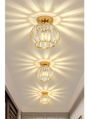 Empressco Modern Gold Kaplama Kristal Taşlı Lüx Plafonyer Avize