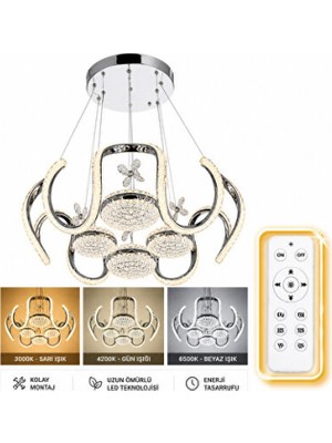 Empressco Modern Krom Simli 4 Top Sarkıt LED Avize, Kumandalı, Şık Aydınlatma