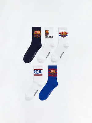 Lc Waikiki Yeni Sezon Fc Barcelona Baskılı Erkek Çocuk 5'li Soket Çorap