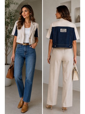 Nutika Kot Detaylı Crop Ceket
