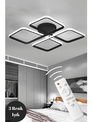 Empressco Modern Siyah LED Plafonyer, Kumandalı, Çok Renkli, Şık ve Kullanışlı Avize