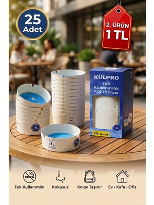 Kurtbay Şekil Külpro 25'li Tek Kullanımlık Jel Kül Tablası | Kokusuz, Taşınabilir, Hijyenik Küllük | Kamp, Kafe, Ofis, Araç ve Dış Mekan