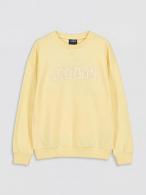 Lc Waikiki Yeni Sezon Bisiklet Yaka London Baskılı Kız Çocuk Sweatshirt