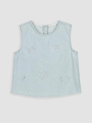 Lc Waikiki Yeni Sezon Aplike Detaylı Kız Çocuk Jean Bluz