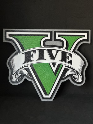 Goka 3D Craft Grand Theft Auto 5 (Gta V) Ikonu 3D Duvar Dekoru - 18 cm Slim Versiyon (Çift Taraflı Bantlı)