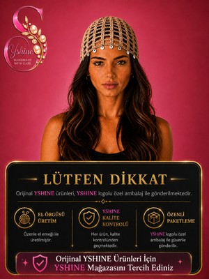 Yshine El Örgüsü Saç Filesi – Işıltılı Pul Uç Detaylı Bohem Bandana Tarzı Kadın Aksesuar