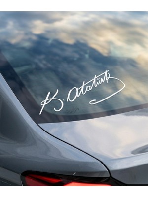 10Pazar Atatürk Imza Folyo Sticker Oto Sticker Araba Sticker Modifiye Tuning Çıkartma Cam Sticker 25 cm