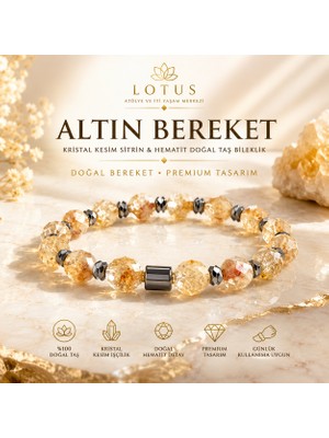 Lotus Atölye ve İyi Yaşam Merkezi 💛 Altın Bereket Premium Bileklik – Kristal Kesim %100 Doğal Taş Sitrin Bileklik