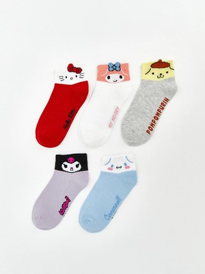 Lc Waikiki Yeni Sezon Hello Kitty ve Arkadaşları Desenli Kız Çocuk Patik Çorap 5'li