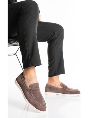 Fame Step Hakiki Deri Erkek Loafer Ayakkabı Vizon Süet Günlük Rahat Casual Mokasen Siena