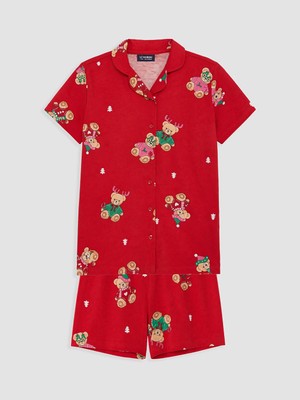 Lc Waikiki Yeni Sezon Gömlek Yaka Kız Çocuk Şortlu Pijama Takımı