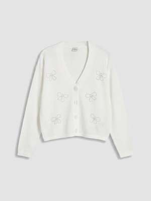 Lc Waikiki Yeni Sezon Fiyonk Nakışlı Kız Çocuk Triko Hırka