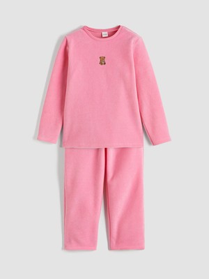 Lc Waikiki Yeni Sezon Ayı Nakışlı Kız Çocuk Polar Pijama Takım