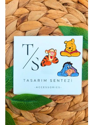 Tasarım Sentezi Rozet Metal Broş 3'lü Winnie The Pooh Ayı Eeyore Iyor Eşek Kaplan Tigger Yaka Çanta Kıyafet Şapka Takı