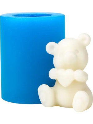 Alze Kimya Hobi Kalp Tutan Mini Ayı Silikon Kalıbı - 3 cm Bardak Üstü Süslemeye Uygun