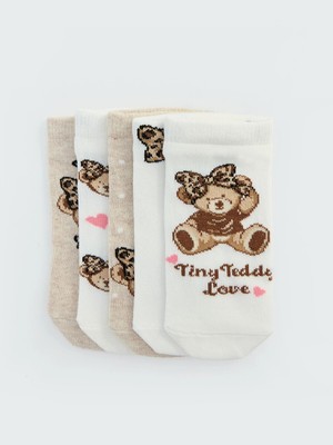 Lc Waikiki Yeni Sezon Ayı Teddy Desenli Kız Çocuk Patik Çorap 4'lü