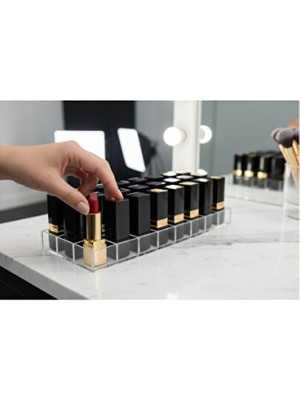 Empressco Şeffaf 24 Yuvalı Akrilik Ruj ve Lip Gloss Organizer, Şık ve Kullanışlı