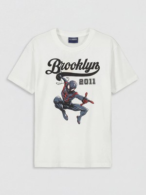 Lc Waikiki Yeni Sezon Bisiklet Yaka Spider-Man Baskılı Erkek Çocuk Tişört