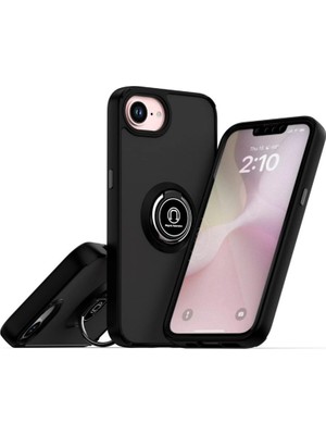 Fırsatkolik iPhone 16E Kılıf Montreal Yüzüklü Silikon Kapak - Siyah