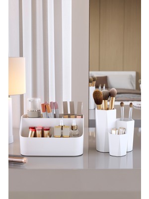 Empressco Ikili Çok Amaçlı Organizer Seti, Makyaj ve Banyo Düzenleyici, Gri
