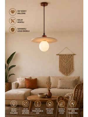 Modern (Premium) Bohem Tekli Sarkıt Avizesi Salon Yatak Oturma Odası Mutfak Şık Modelleri G9 Duy
