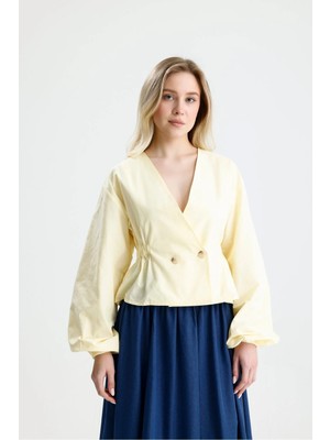 Minaaise Poplin Bluz Sarı
