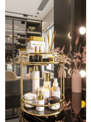 Empressco Çok Amaçlı 2 Katlı Banyo ve Takı Düzenleyici Organizer, Gold Renk